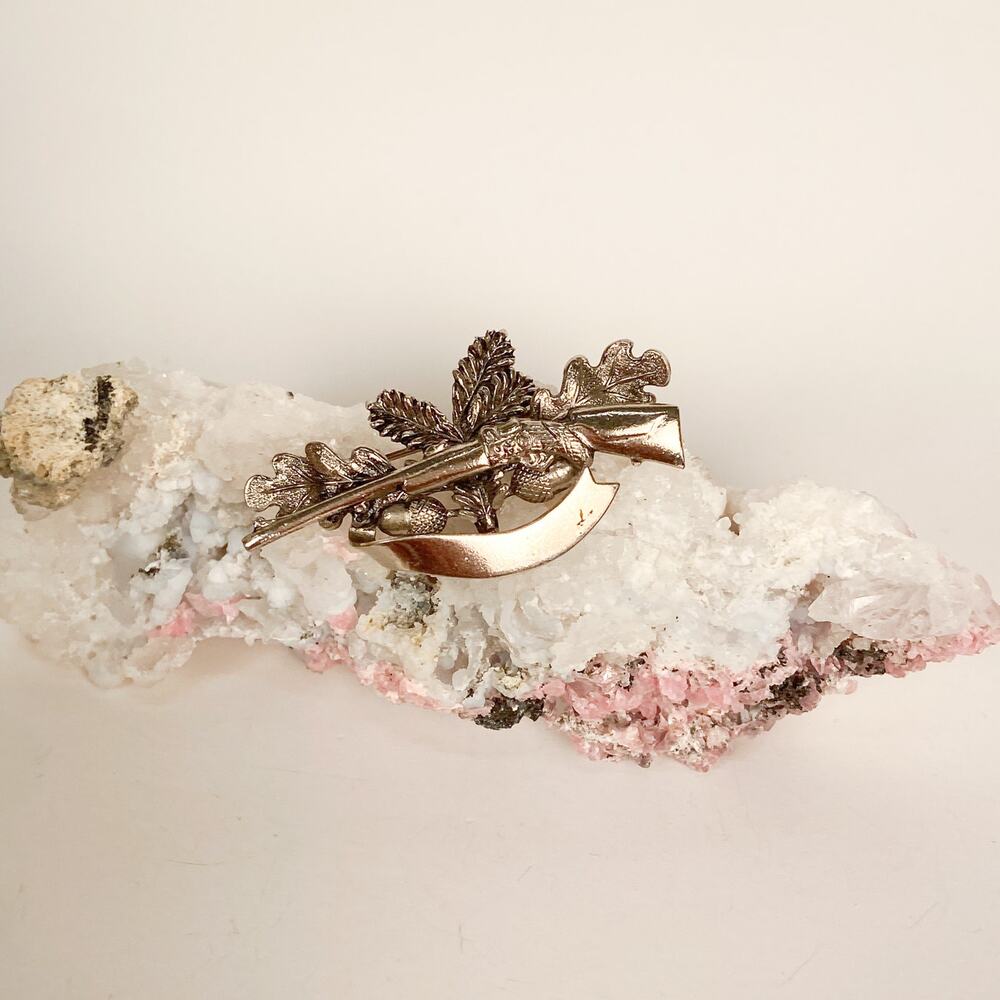 Traditional German Hunting Brooch Silver Tone